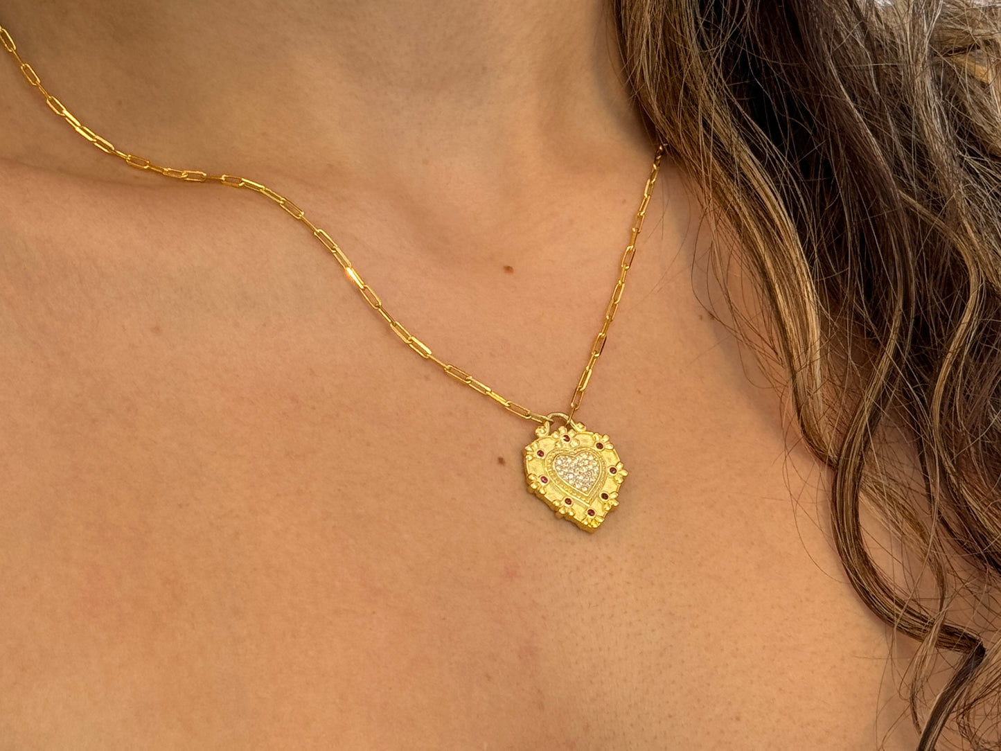 CZ Ruby Heart Necklace