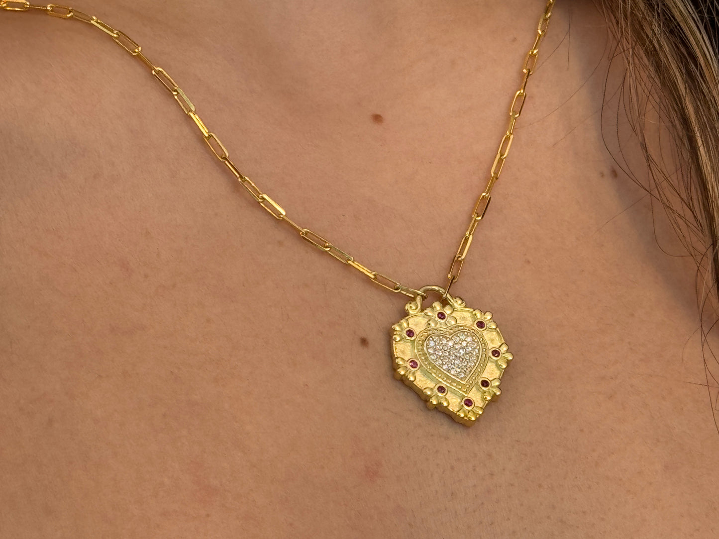 CZ Ruby Heart Necklace