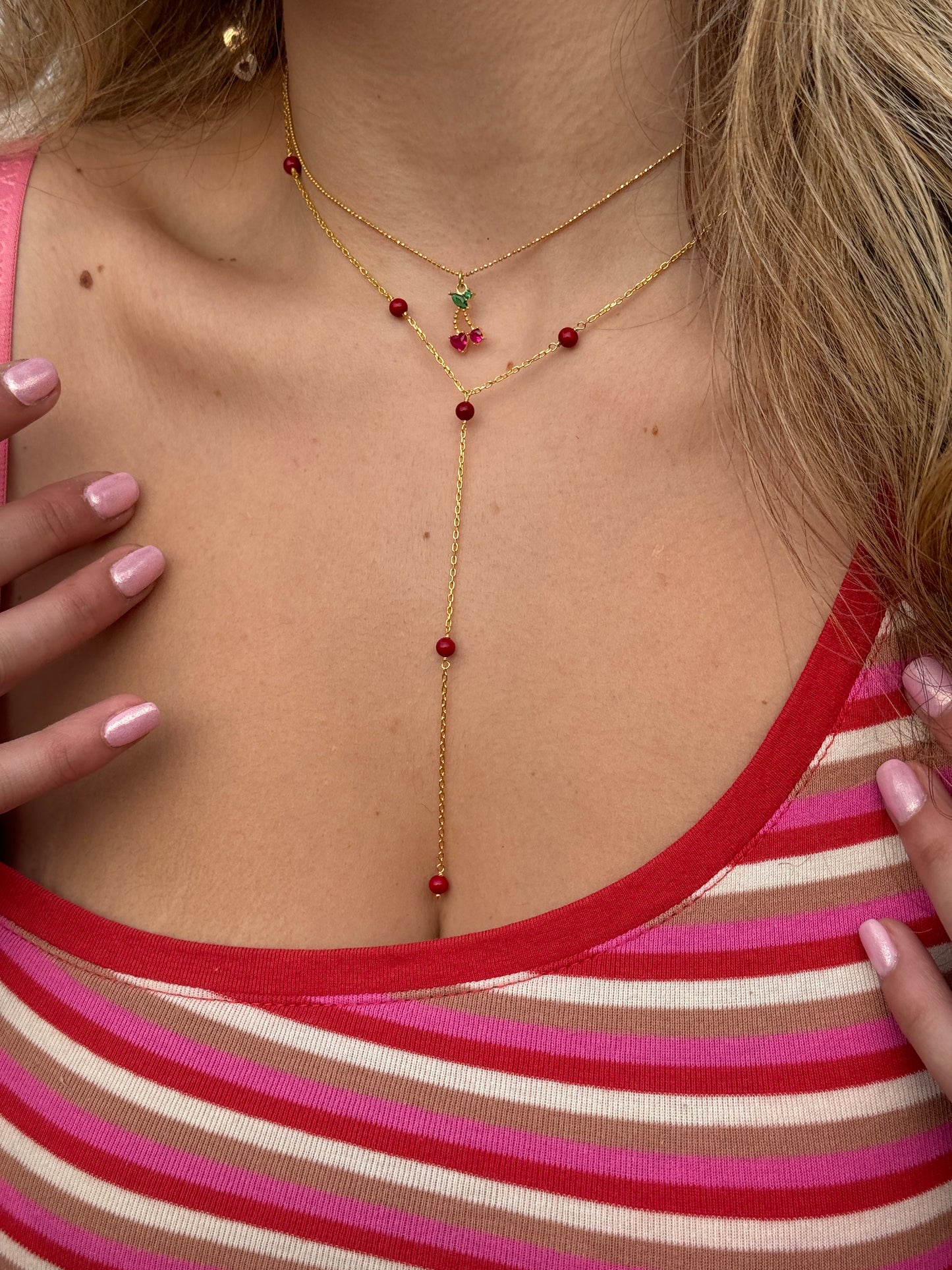 Red Lariat Necklace