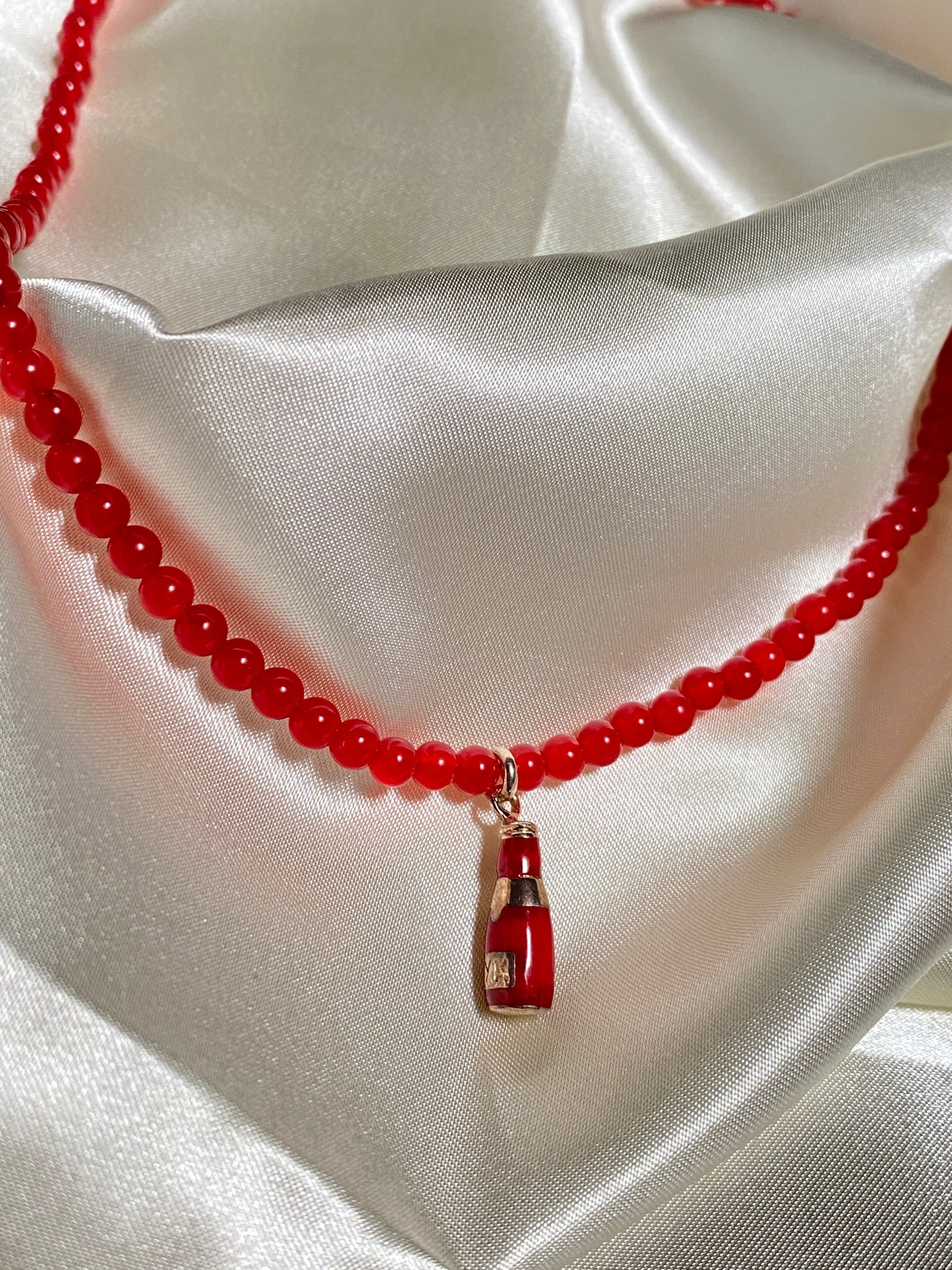 Red Beer Beaded Necklace