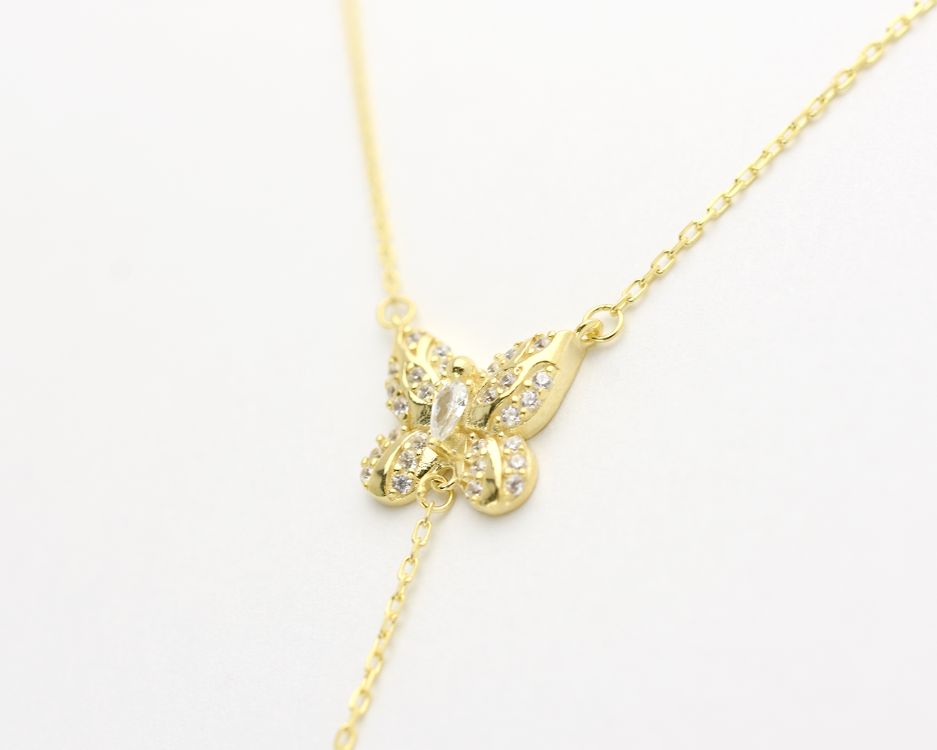 Butterfly Flower Lariat Necklace