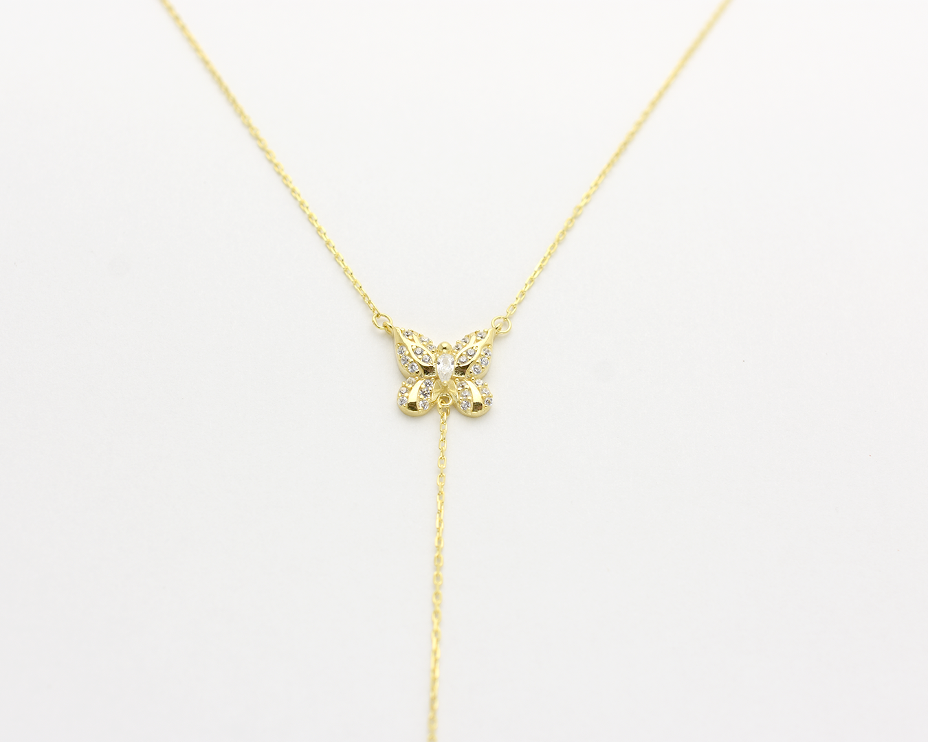 Butterfly Flower Lariat Necklace