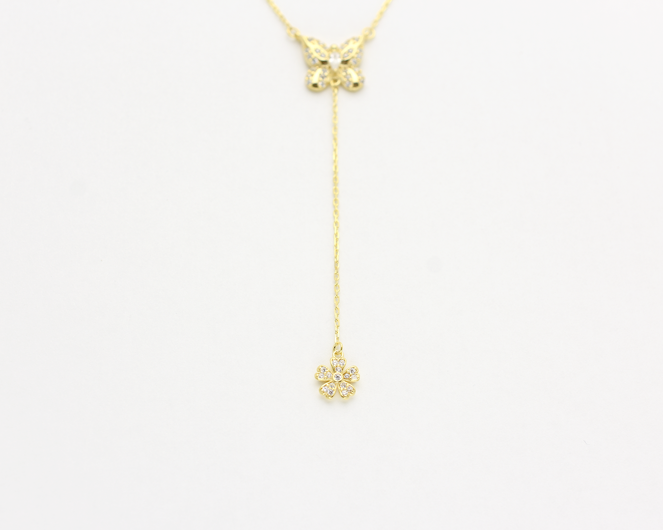 Butterfly Flower Lariat Necklace