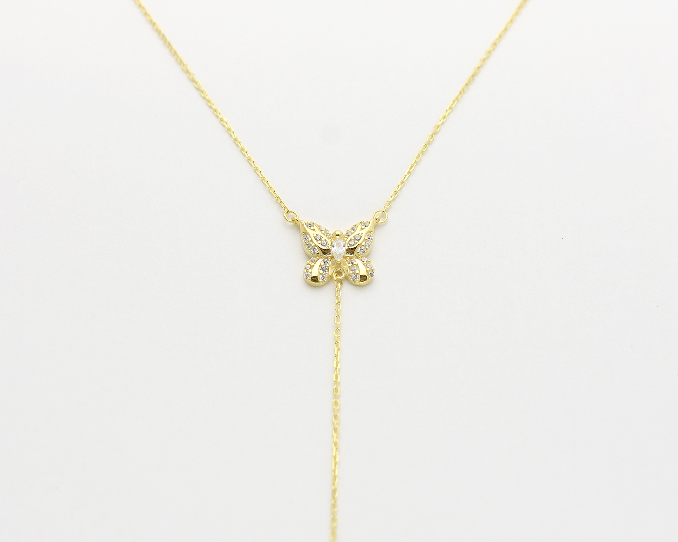 Butterfly Flower Lariat Necklace
