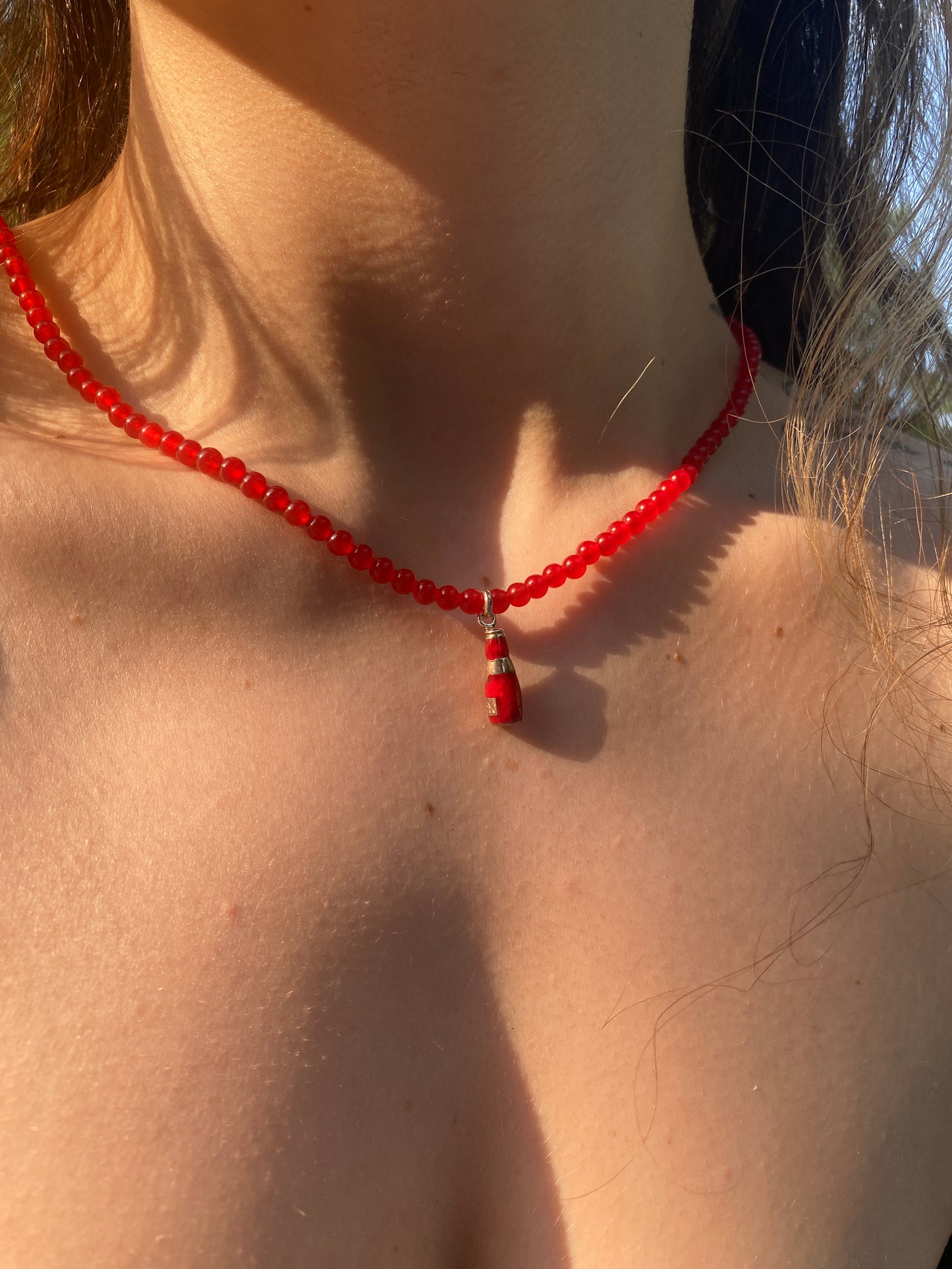 Red Beer Beaded Necklace