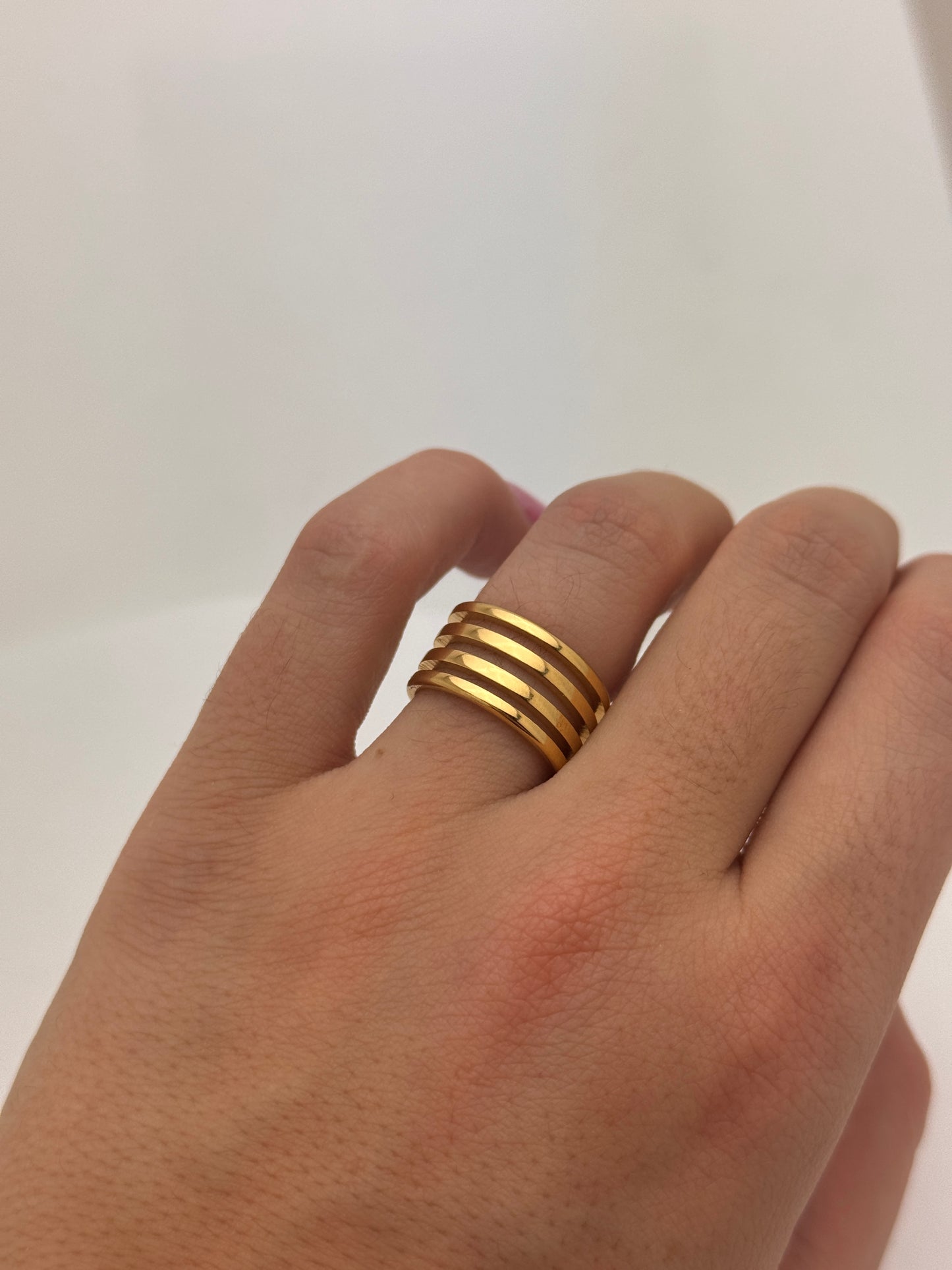 Gold PVD plated spiral ring minimalist design size 7