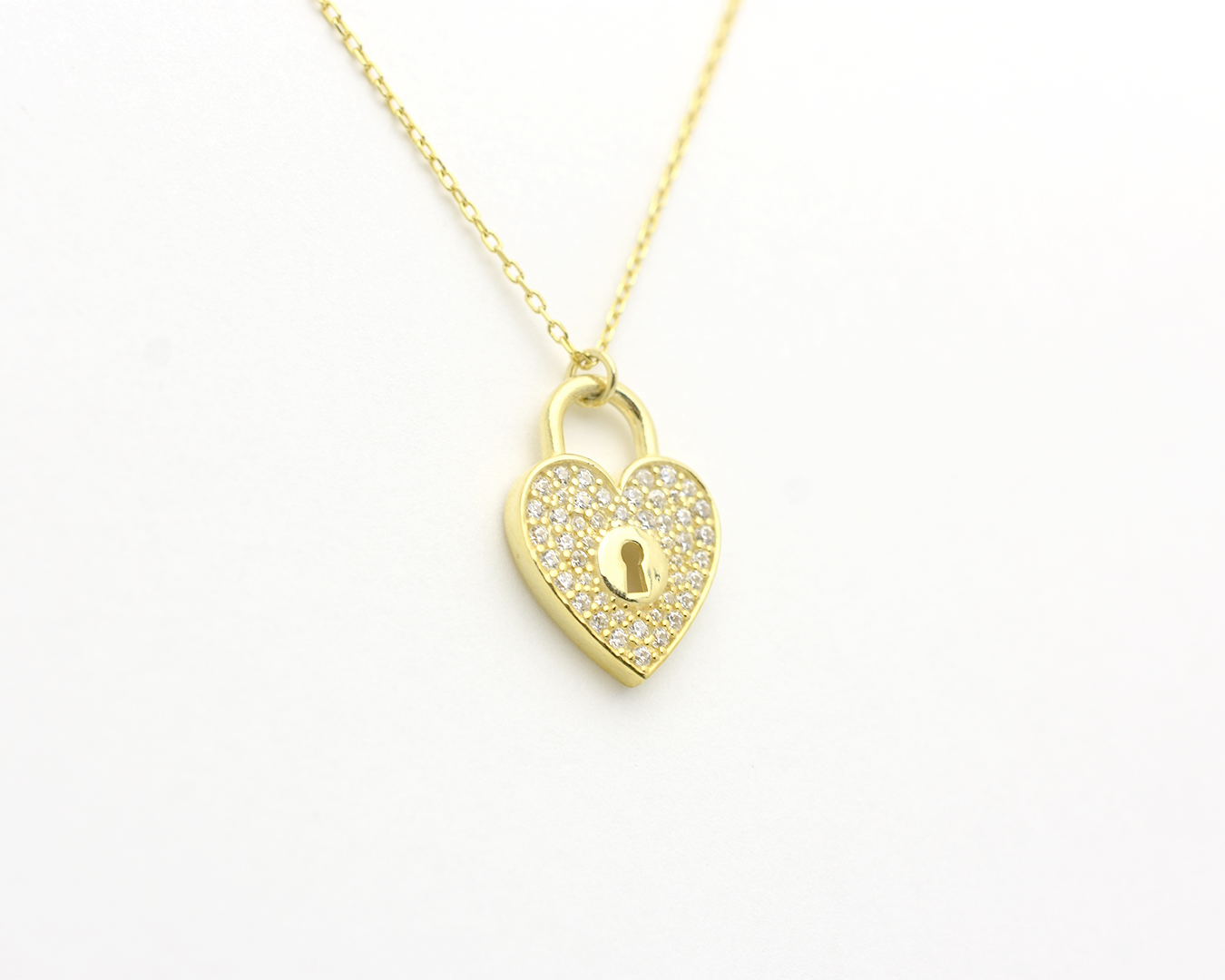 CZ Heart Lock Necklace