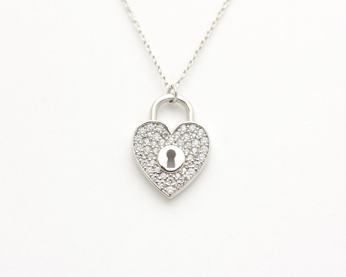 CZ Heart Lock Necklace