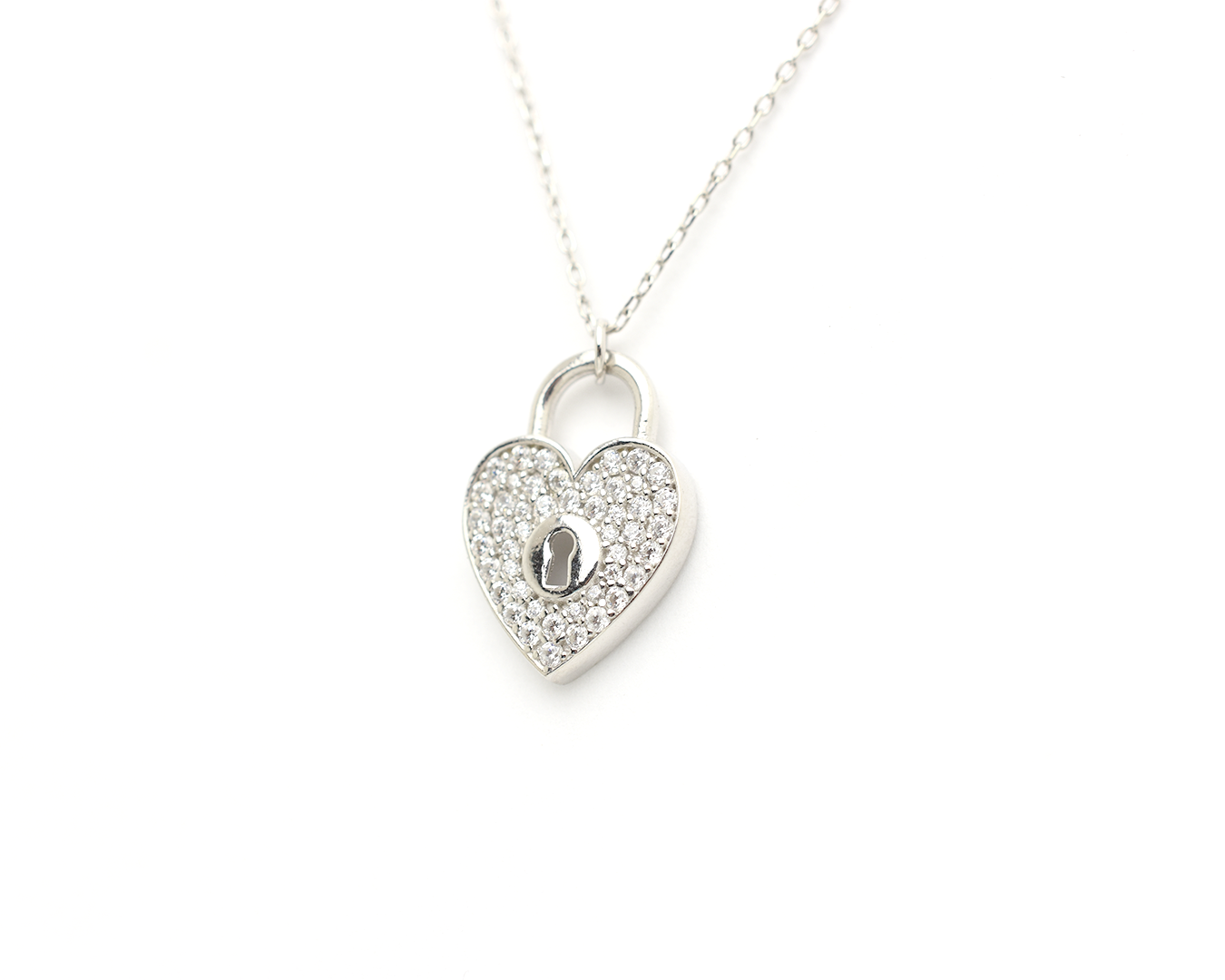 CZ Heart Lock Necklace