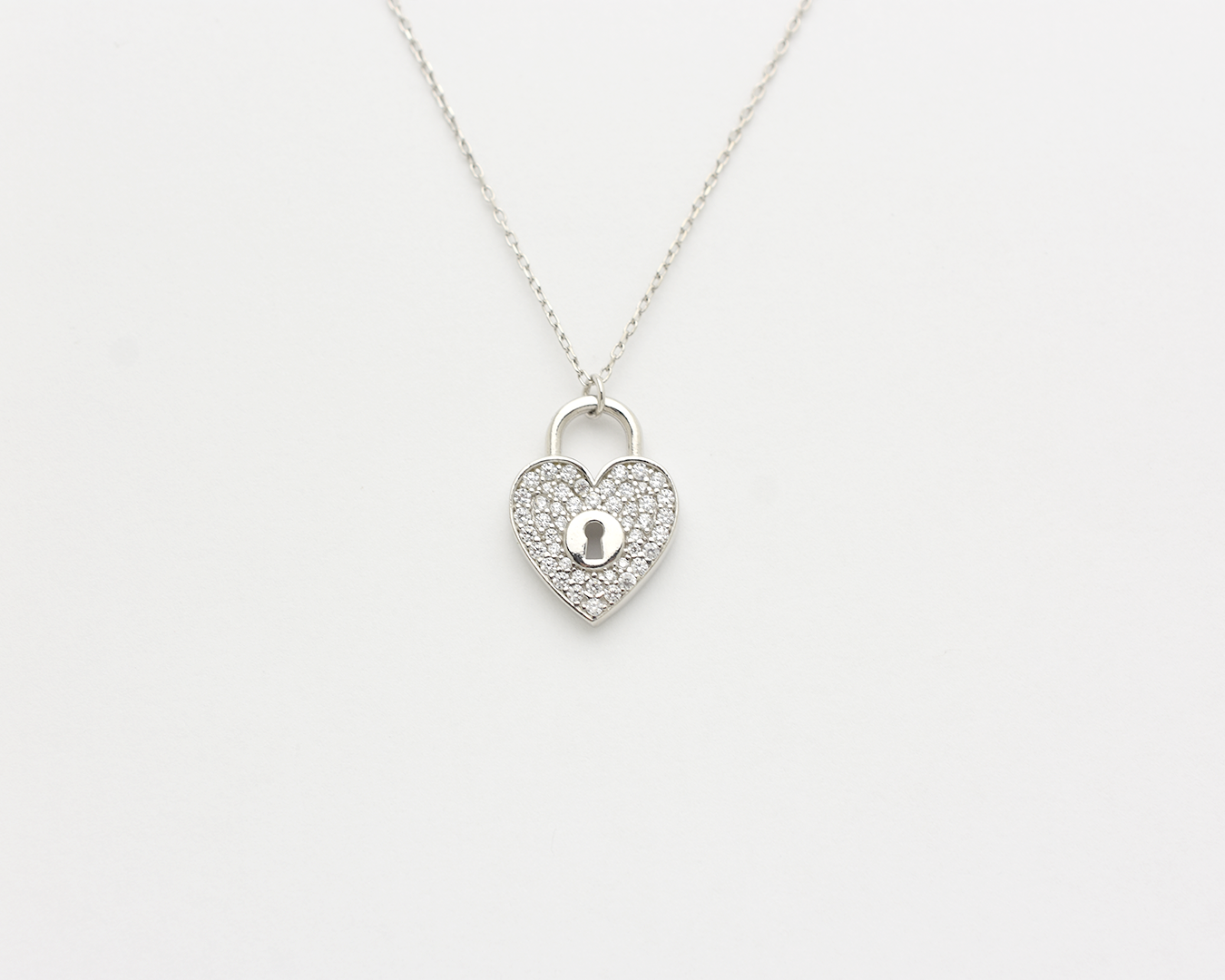 CZ Heart Lock Necklace