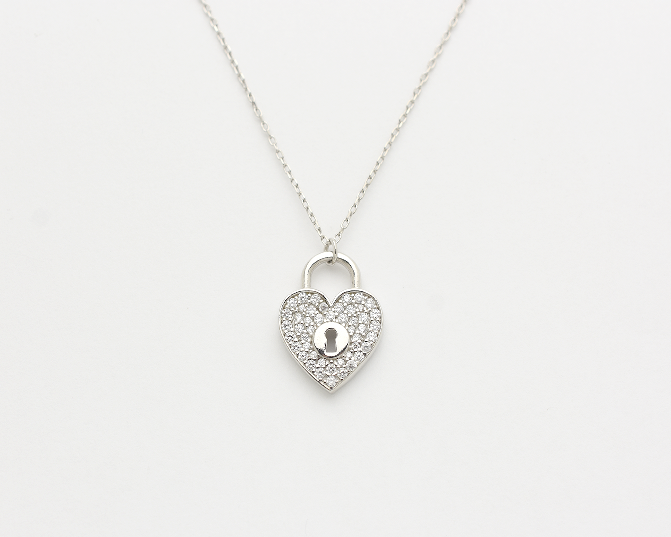 CZ Heart Lock Necklace