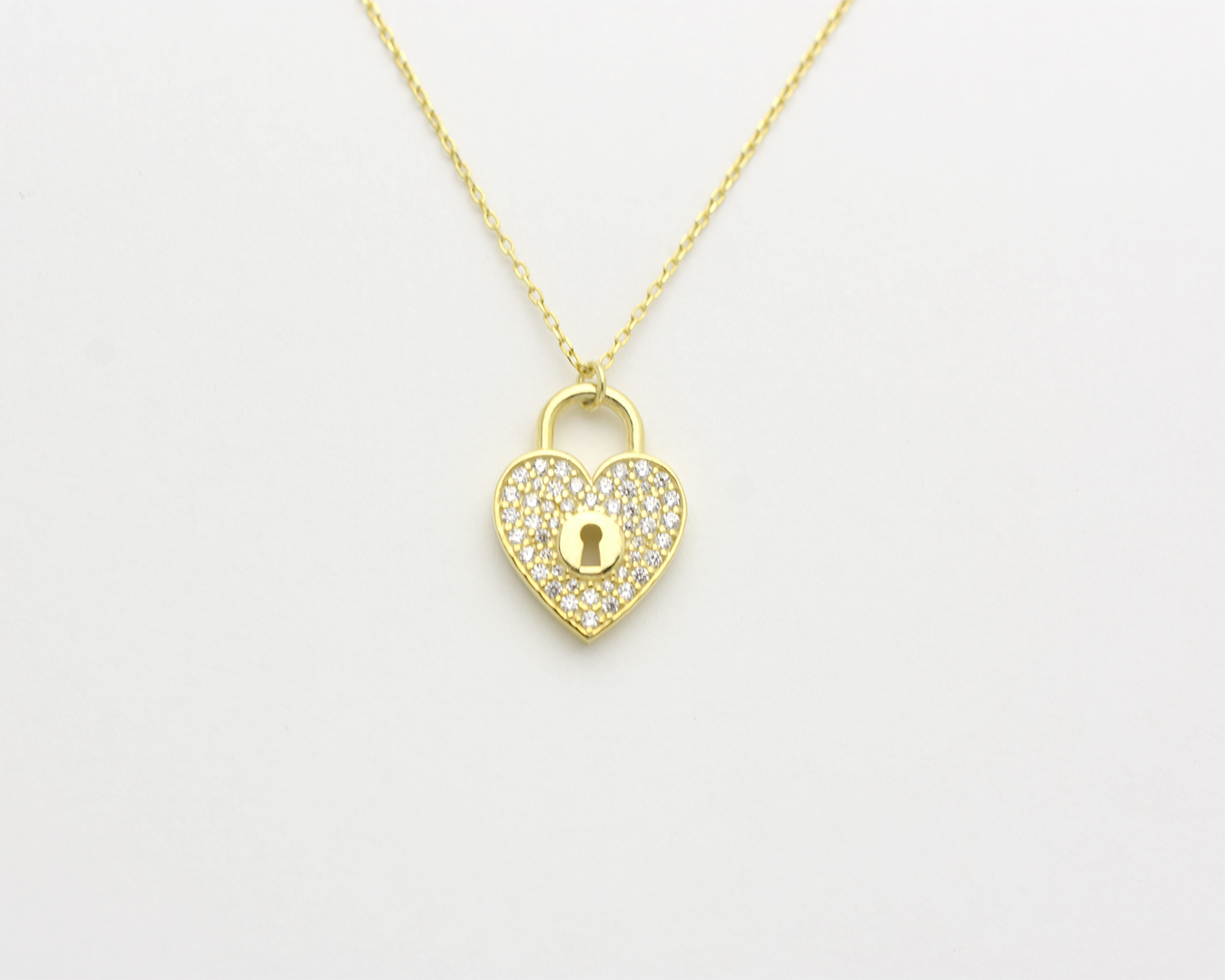 CZ Heart Lock Necklace