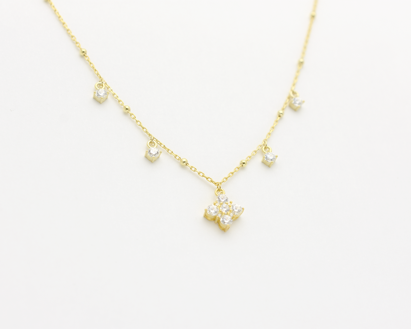 Dangly CZ Flower Necklace