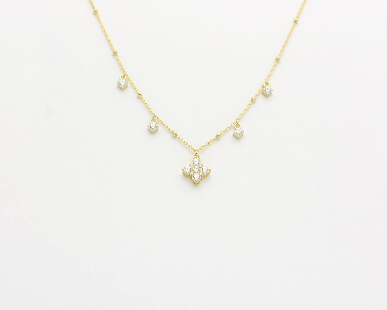 Dangly CZ Flower Necklace