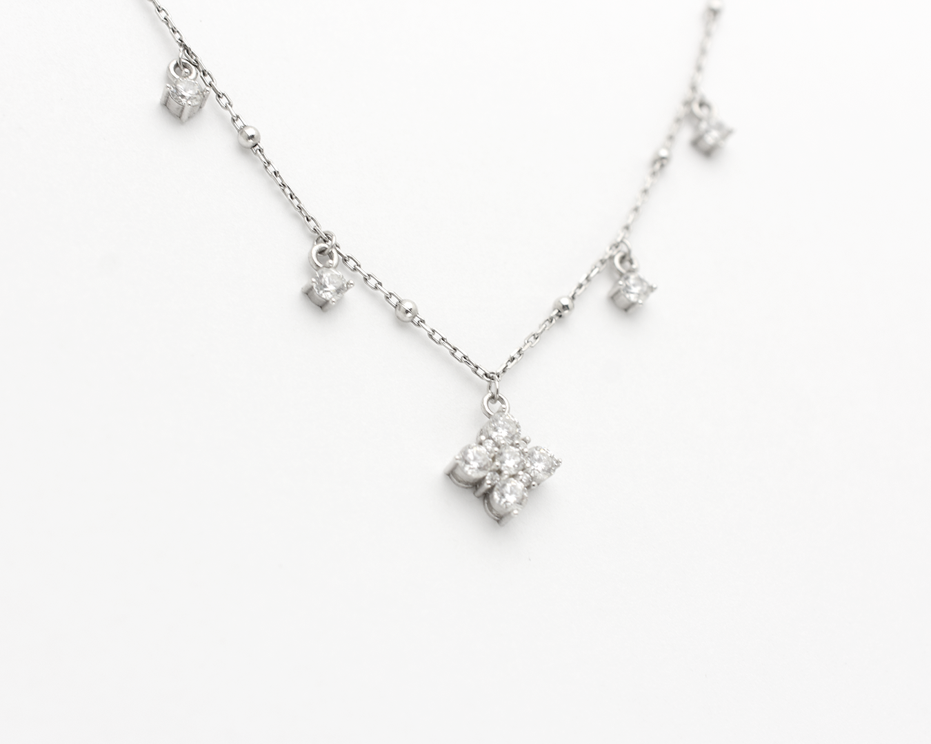 Dangly CZ Flower Necklace
