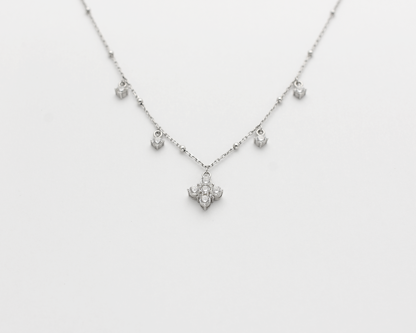 Dangly CZ Flower Necklace