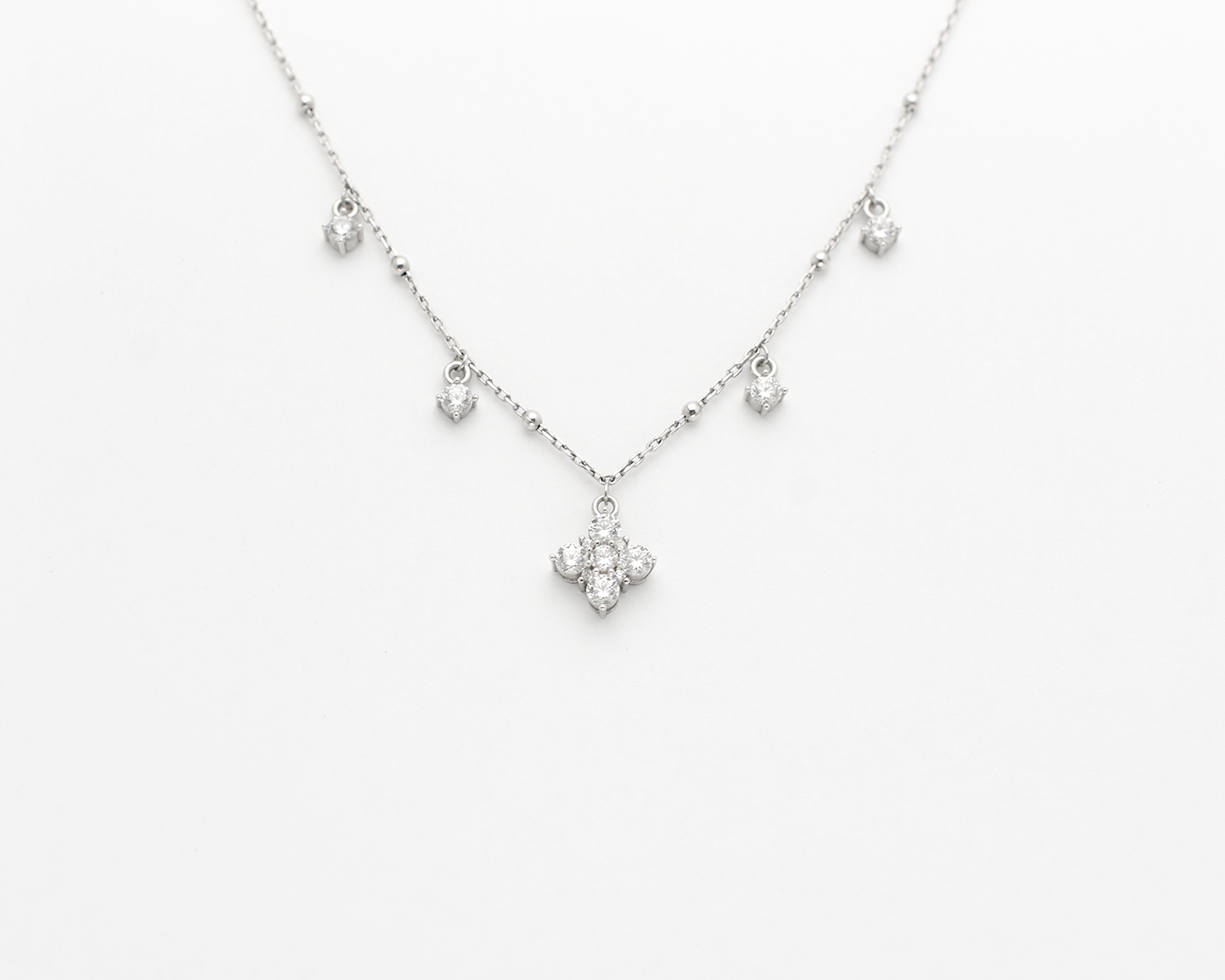 Dangly CZ Flower Necklace