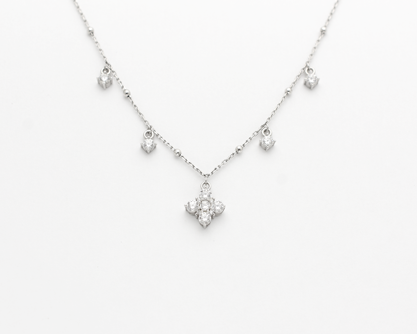 Dangly CZ Flower Necklace