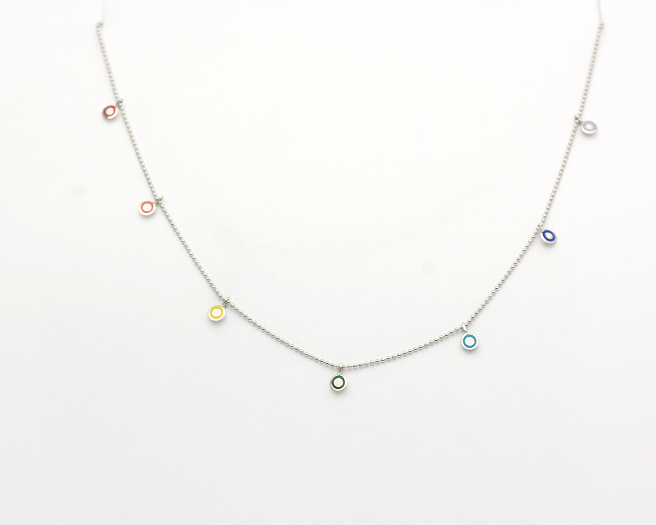 Rainbow Evil Eye Station Necklace