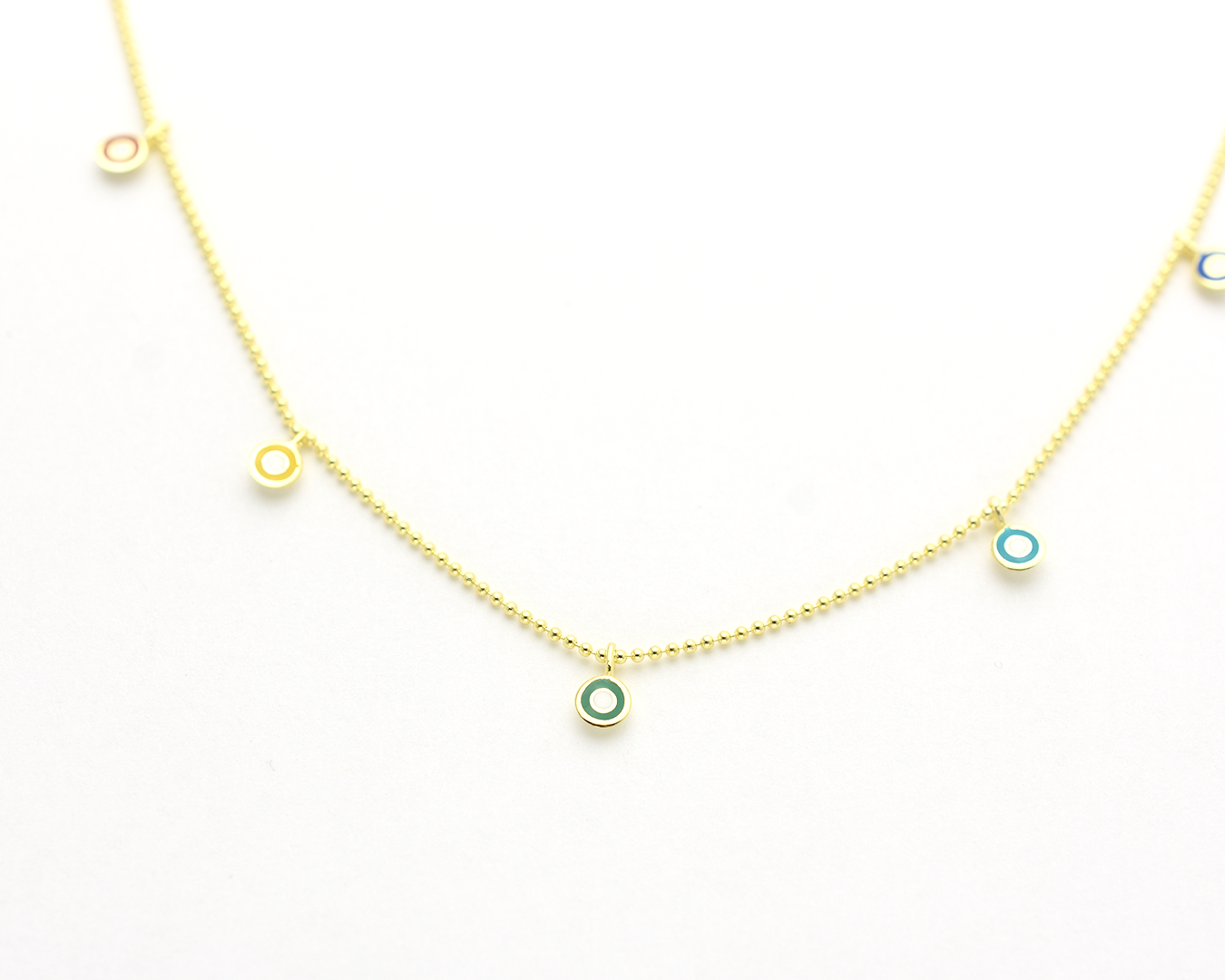 Rainbow Evil Eye Station Necklace