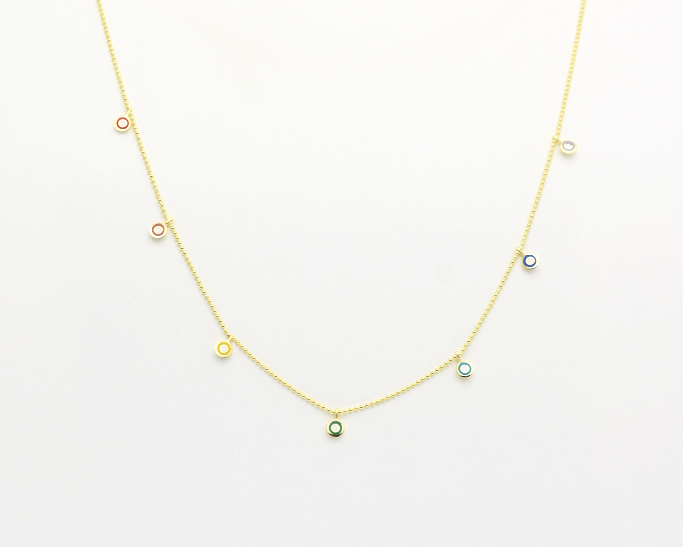 Rainbow Evil Eye Station Necklace