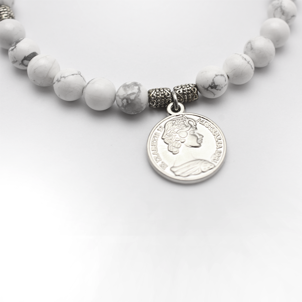 White Howlite Beaded Belly Chain