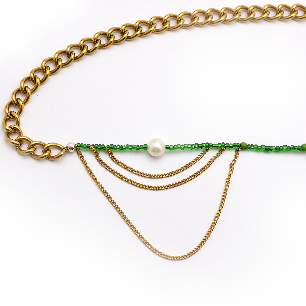 Dangly Green Pearl Belly Chain