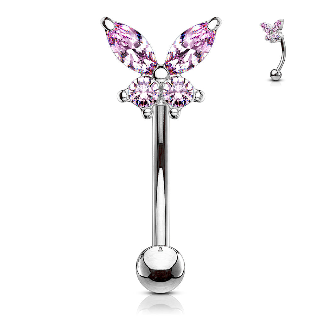 Minimal Yellow Butterfly Belly Ring