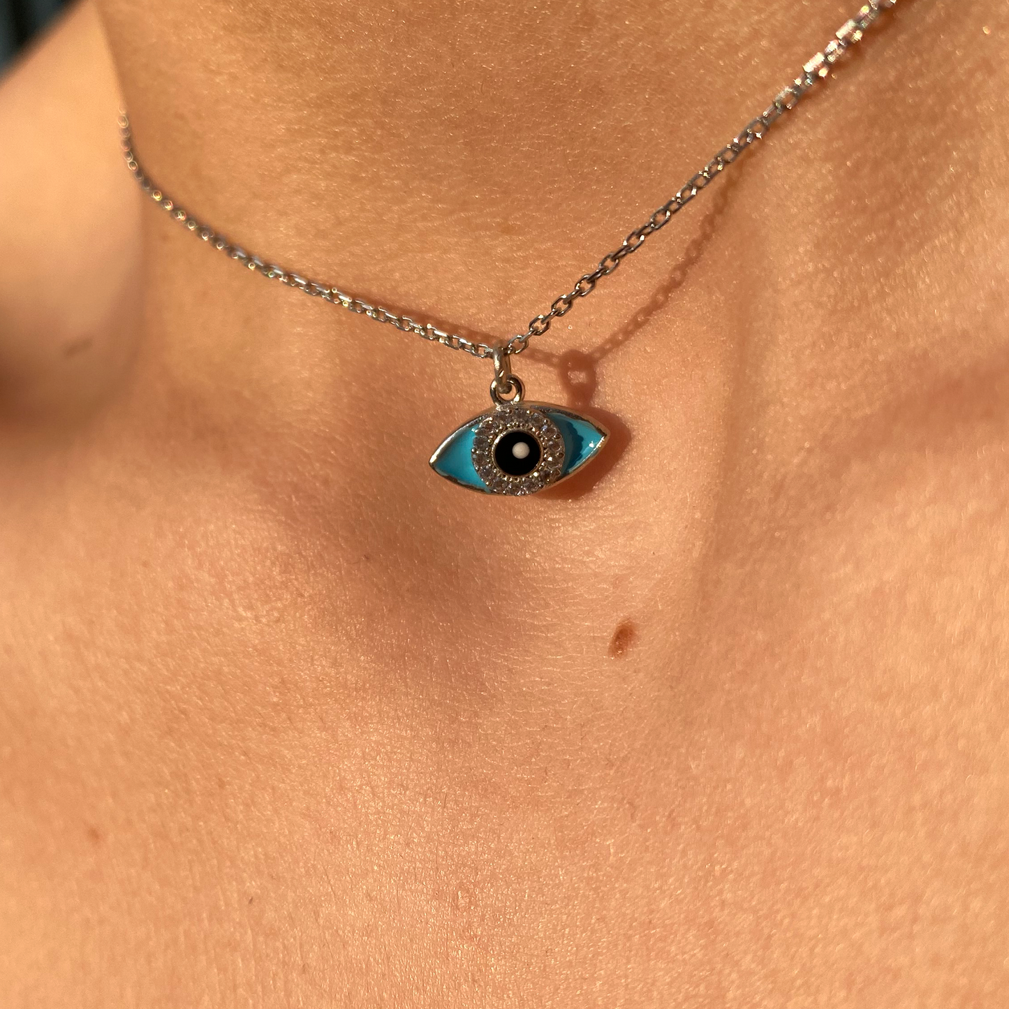 Enamel Evil Eye Necklace