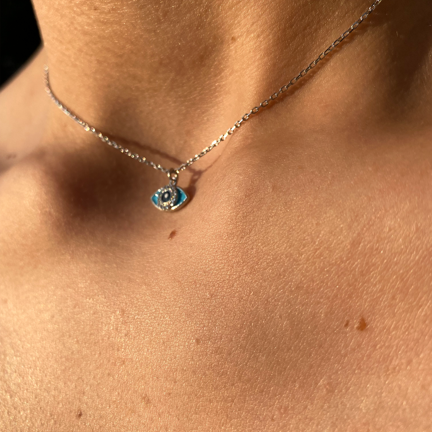 Enamel Evil Eye Necklace