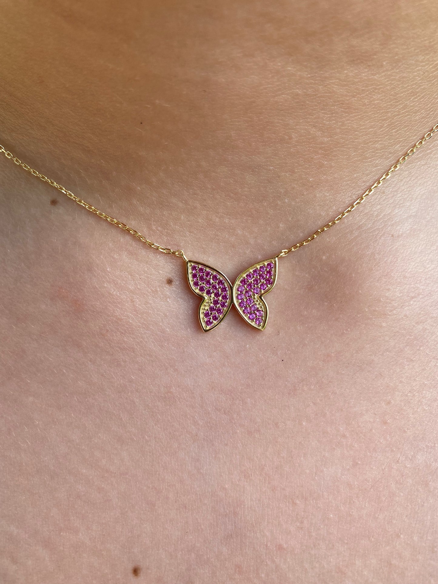 Pink Butterfly Necklace