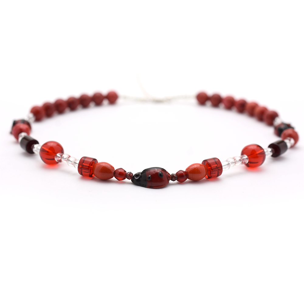 Red Beaded Ladybug Necklace