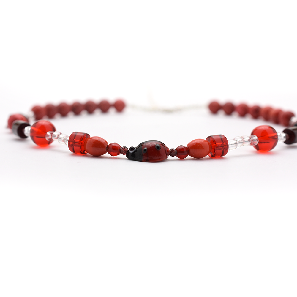 Red Beaded Ladybug Necklace