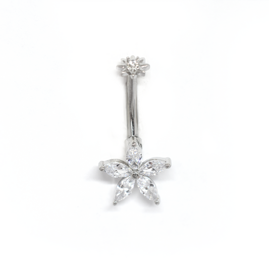 White Flower Belly Ring