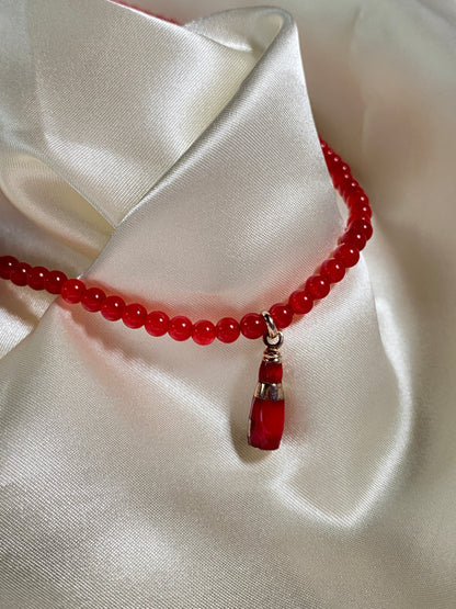 Red Beer Beaded Necklace