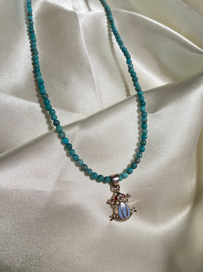 Turquoise Frog Beaded Necklace