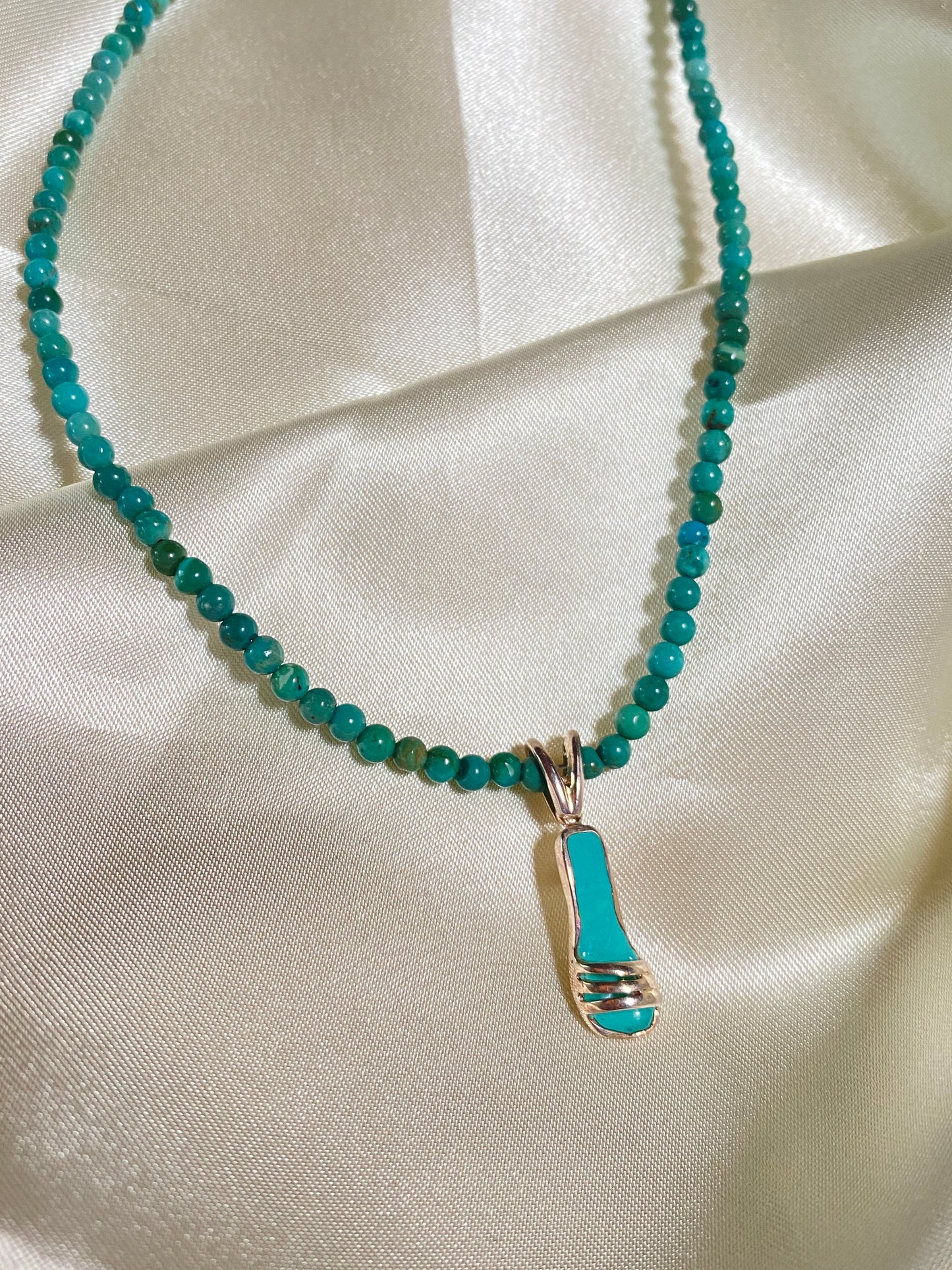 Turquoise Shoe Beaded Necklace