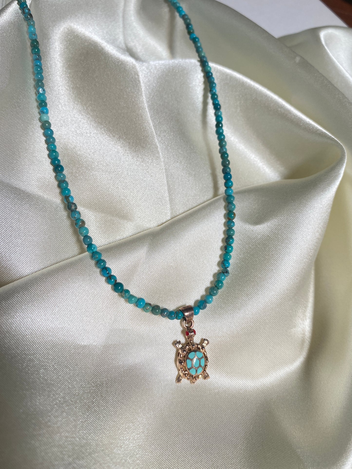 Turquoise Turtle Beaded Necklace