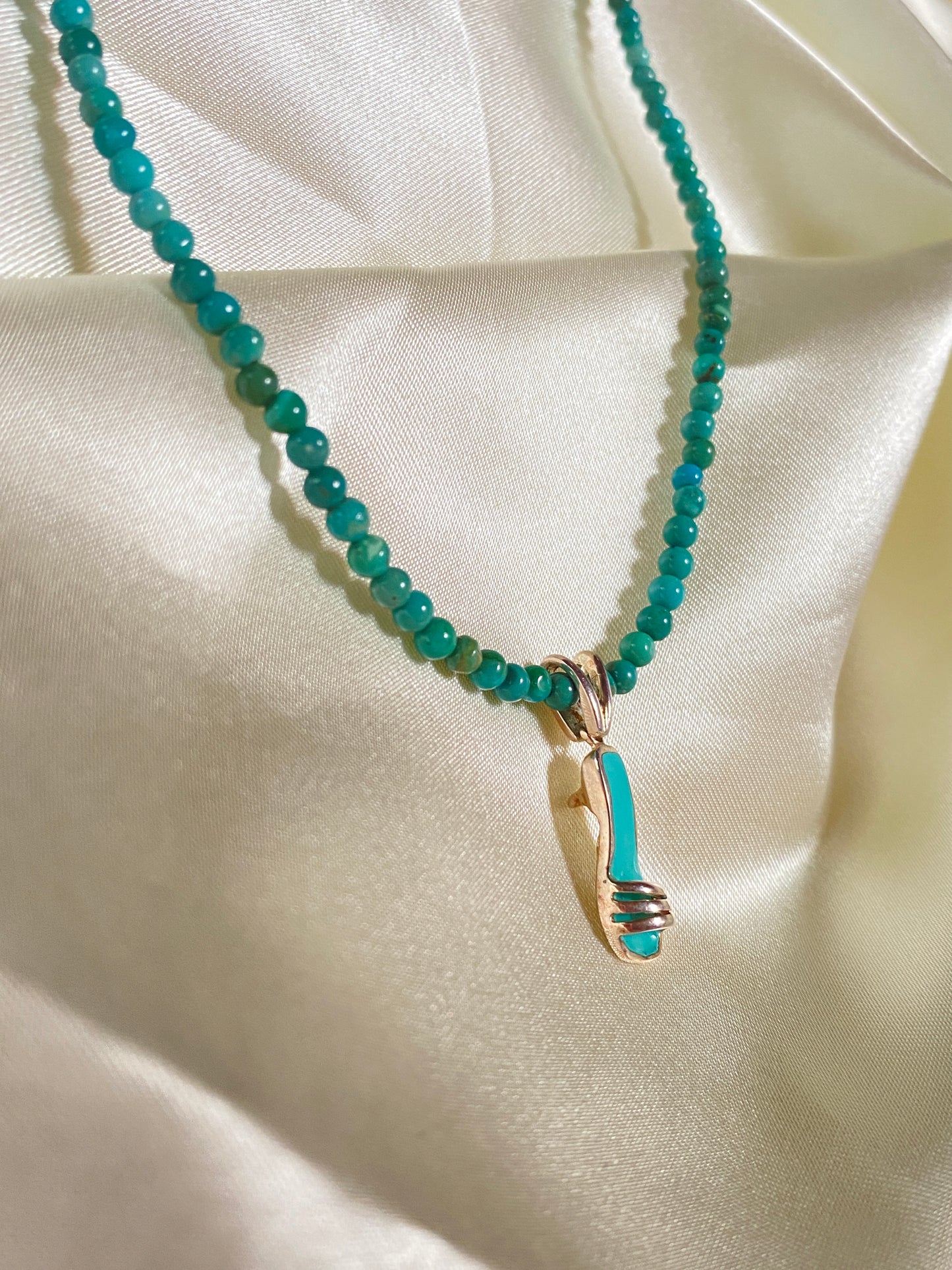 Turquoise Shoe Beaded Necklace