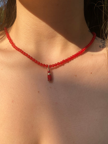Red Beer Beaded Necklace