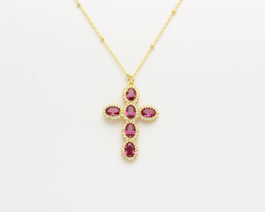 Ruby Cross Necklace