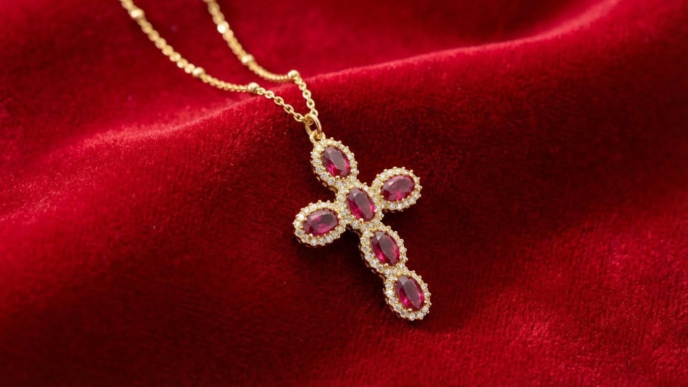 Ruby Cross Necklace
