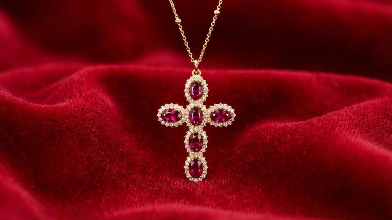 Ruby Cross Necklace