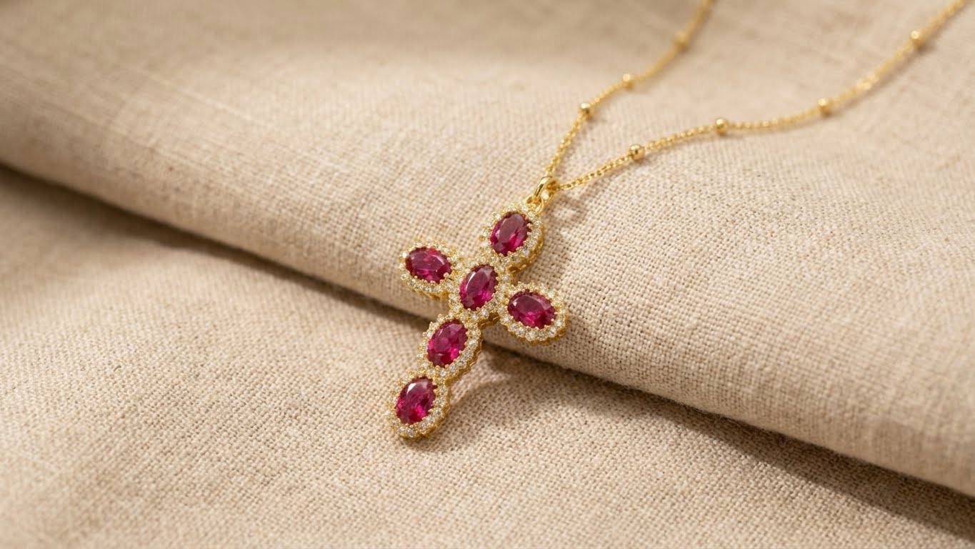 Ruby Cross Necklace