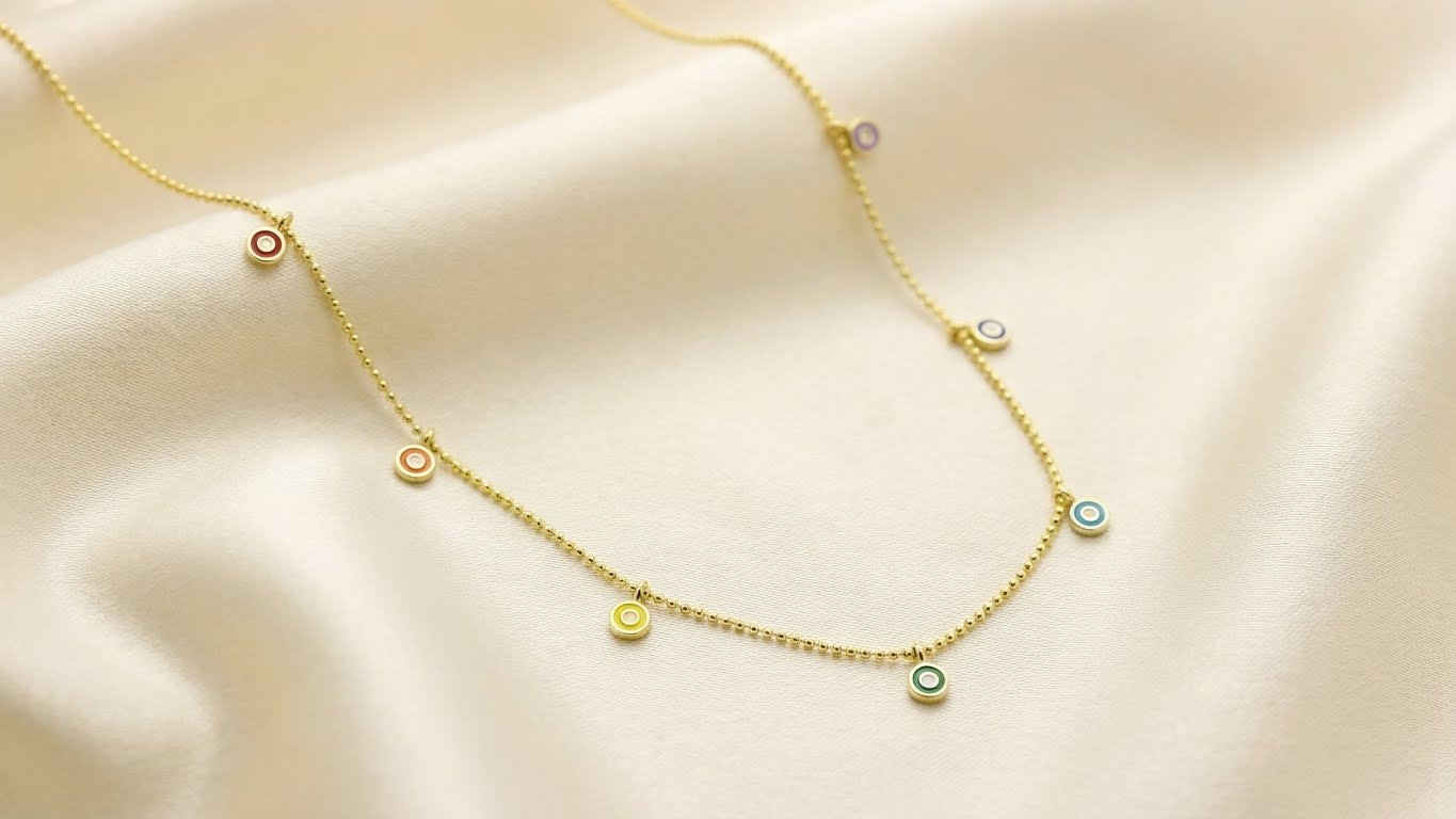 Rainbow Evil Eye Station Necklace