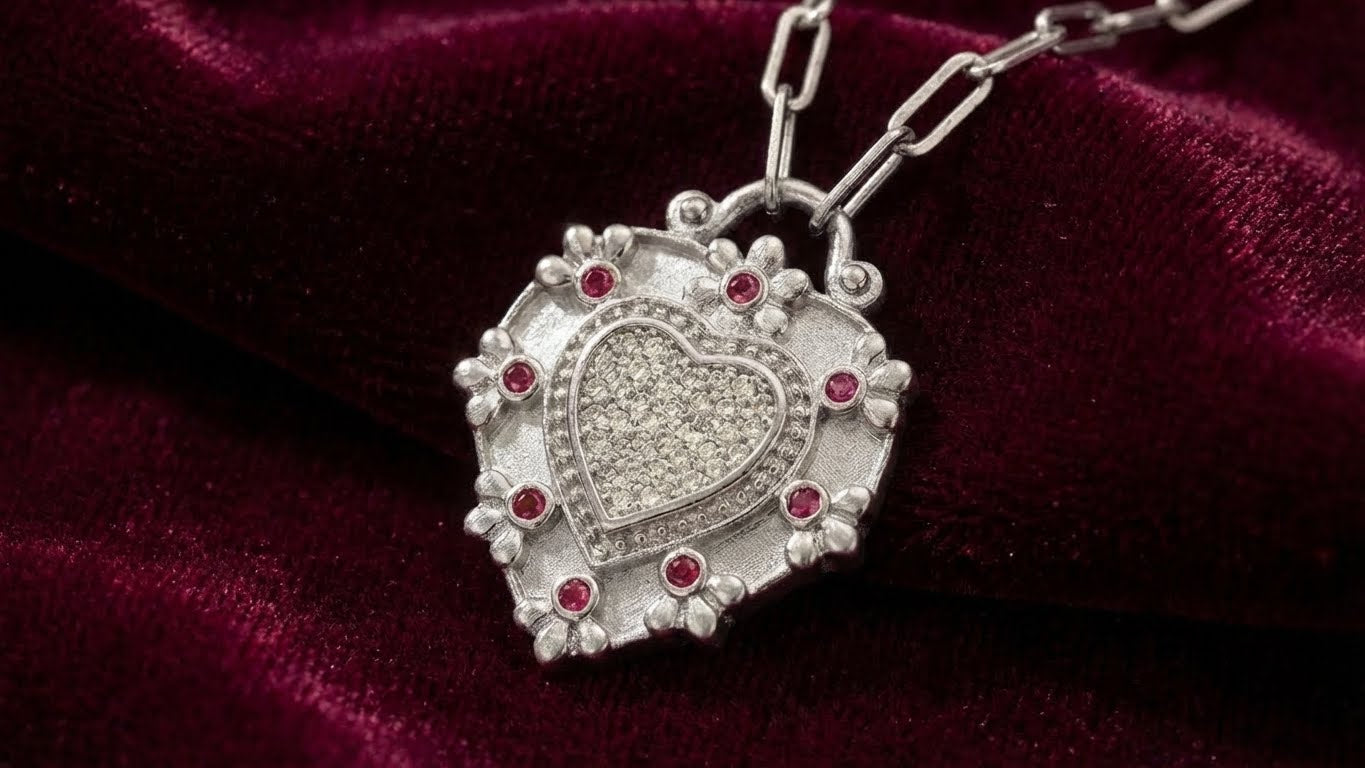 CZ Ruby Heart Necklace