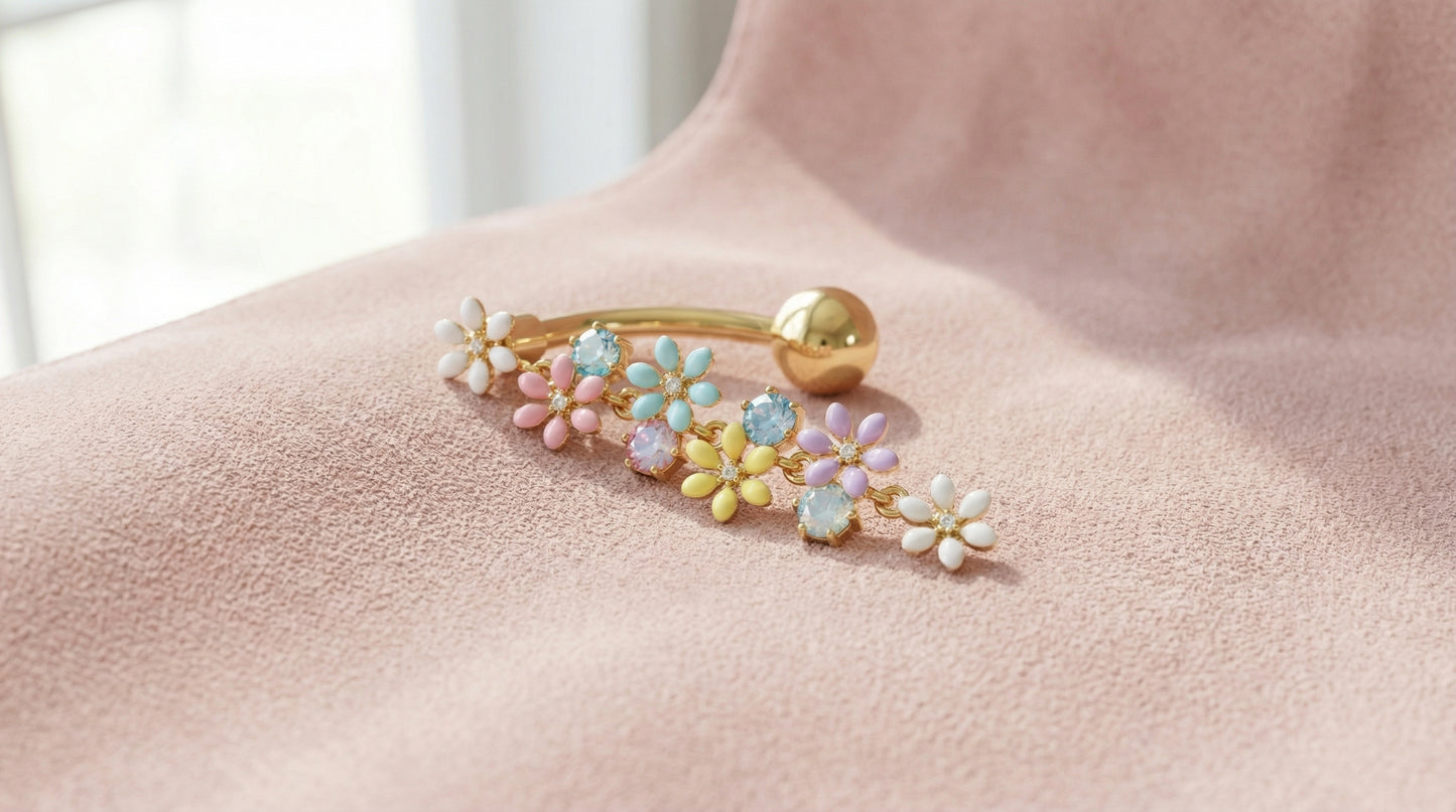 Dangly Flower Belly Ring
