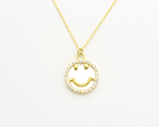 Smiley Face Necklace - Mother of Pearl
