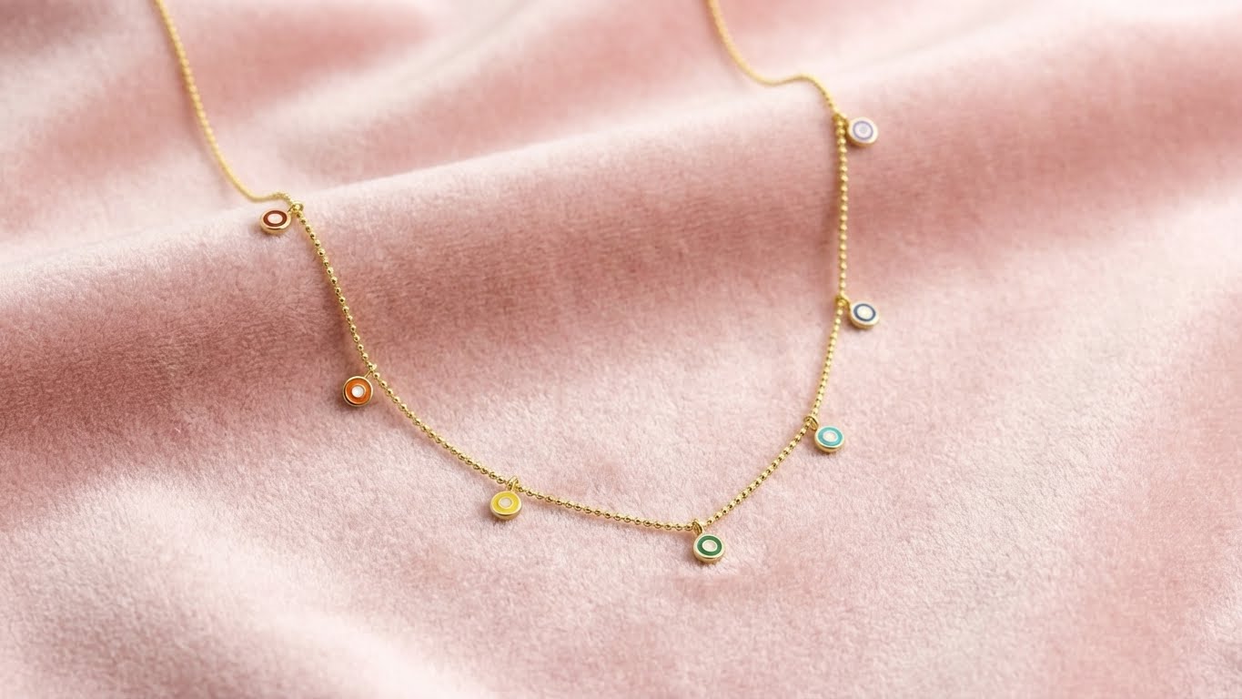 Rainbow Evil Eye Station Necklace