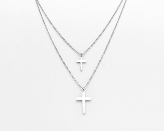 Double Layer Cross Necklace
